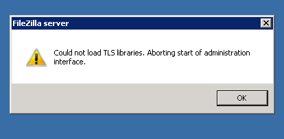Fix lỗi: Could not load TLS libraries. Aborting start of administration interface