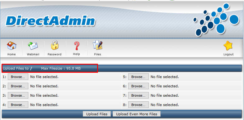 Hướng dẫn tăng dung lượng upload size trong file manager DirectAdmin