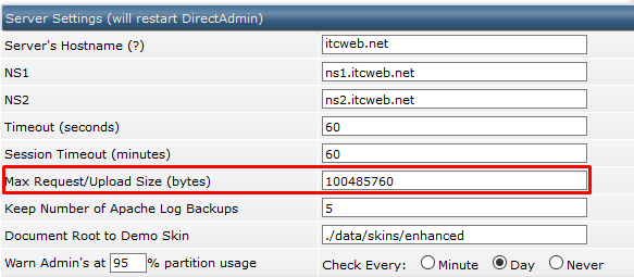Hướng dẫn tăng dung lượng upload size trong file manager DirectAdmin