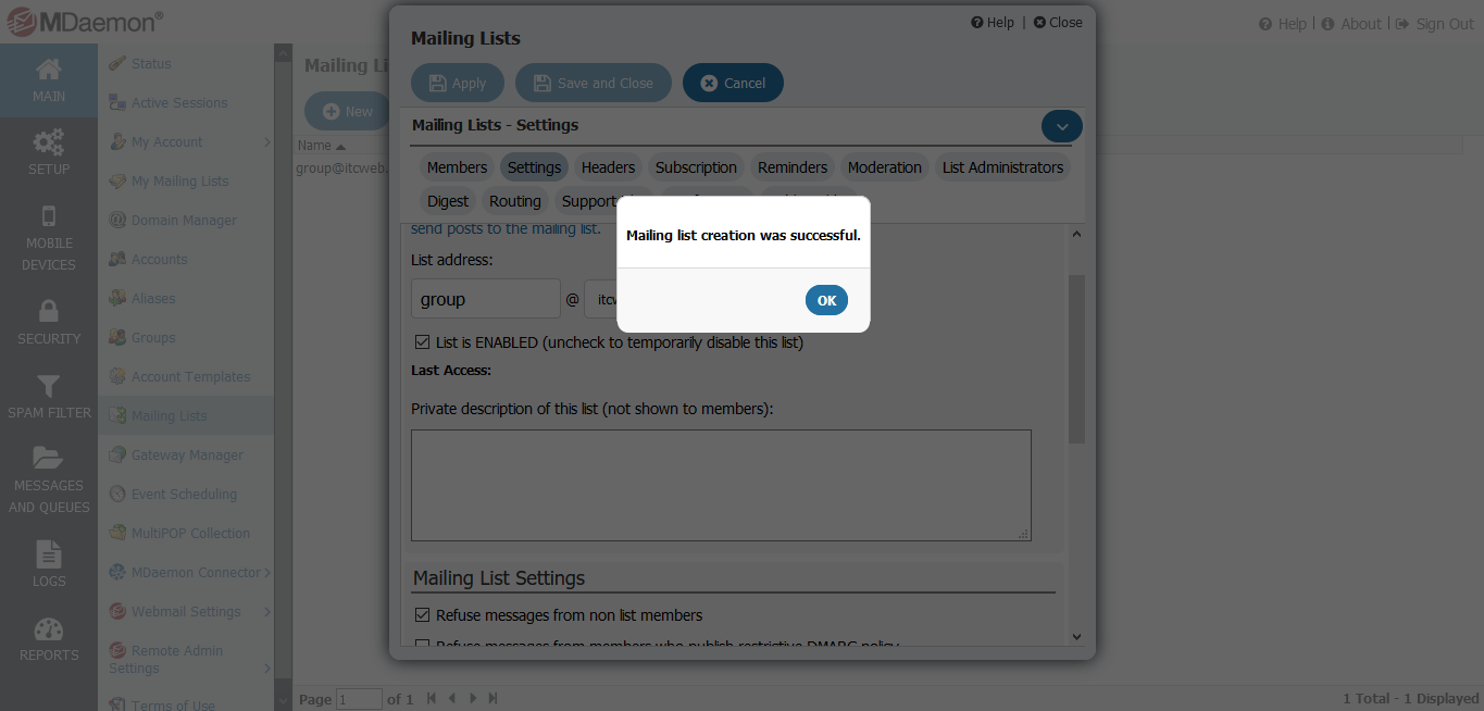 mailing list