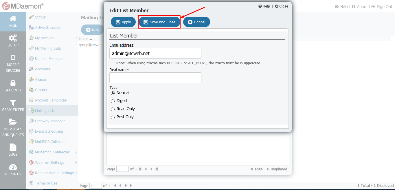 mailing list