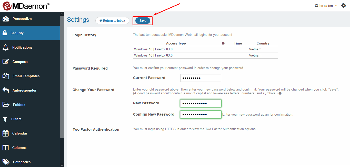 Hướng dẫn email user tự đổi password trên webmail mdaemon