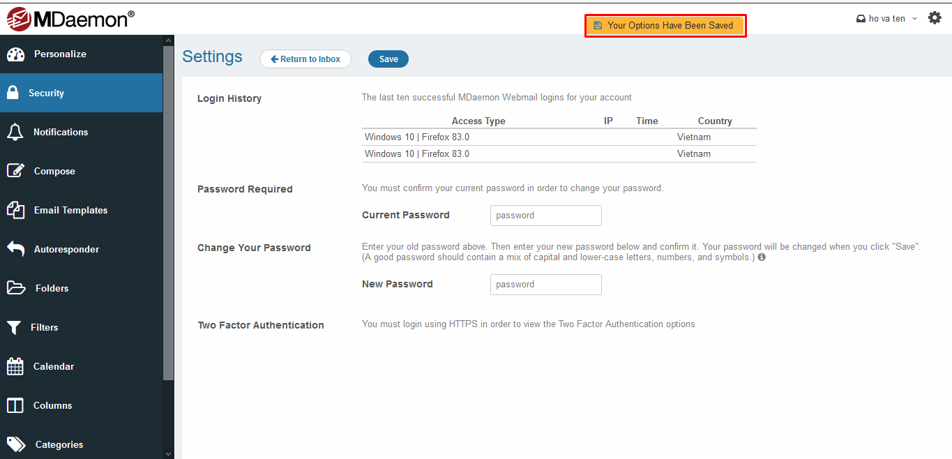 Hướng dẫn email user tự đổi password trên webmail mdaemon