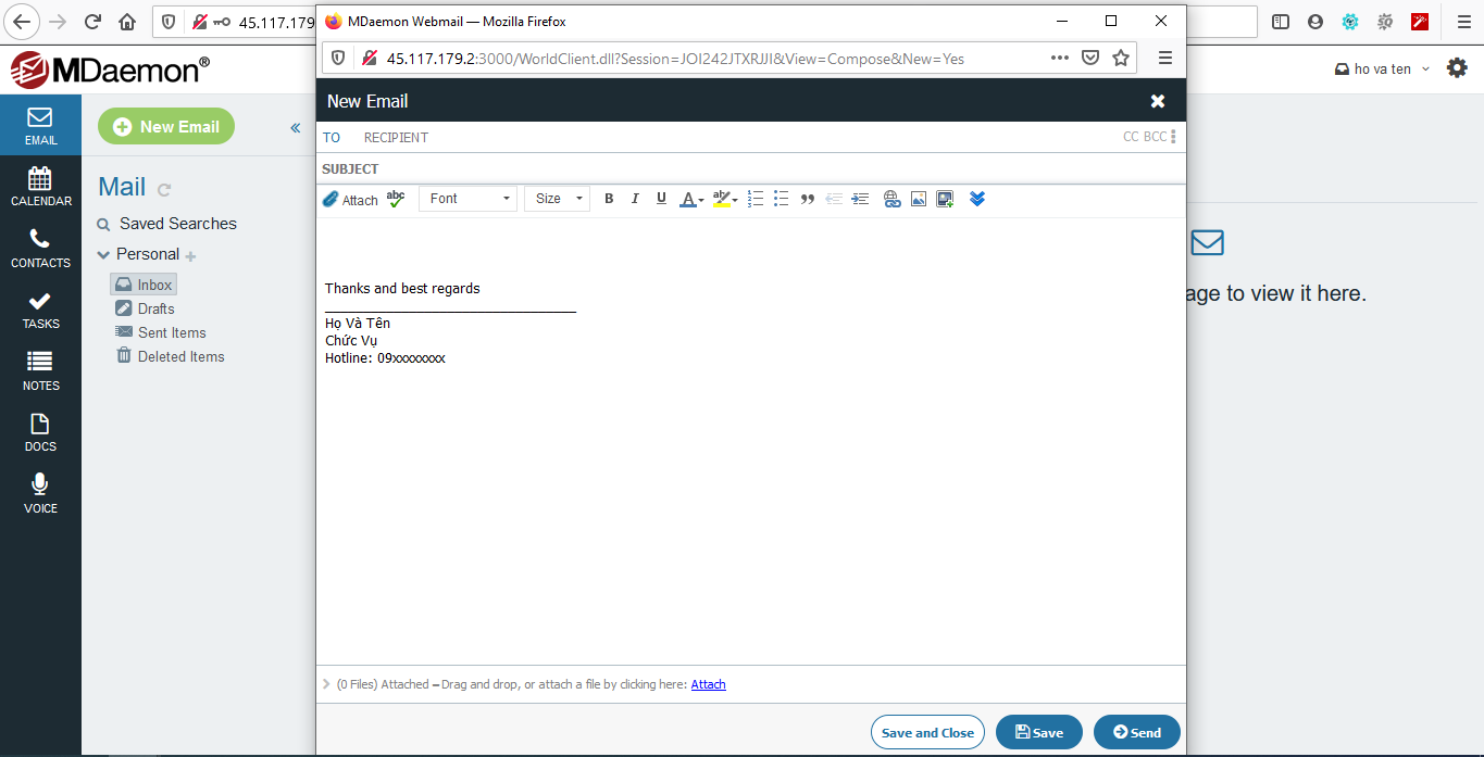 Tạo chữ ký trên webmail mdaemon