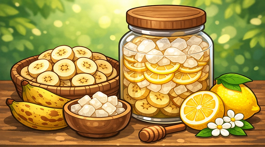 Cách làm chuối hột ngâm chanh đường phèn đơn giản tại nhà