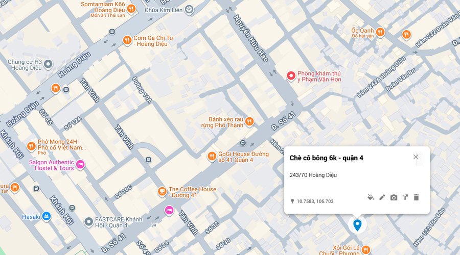 Chè cô bông 6k quận 4