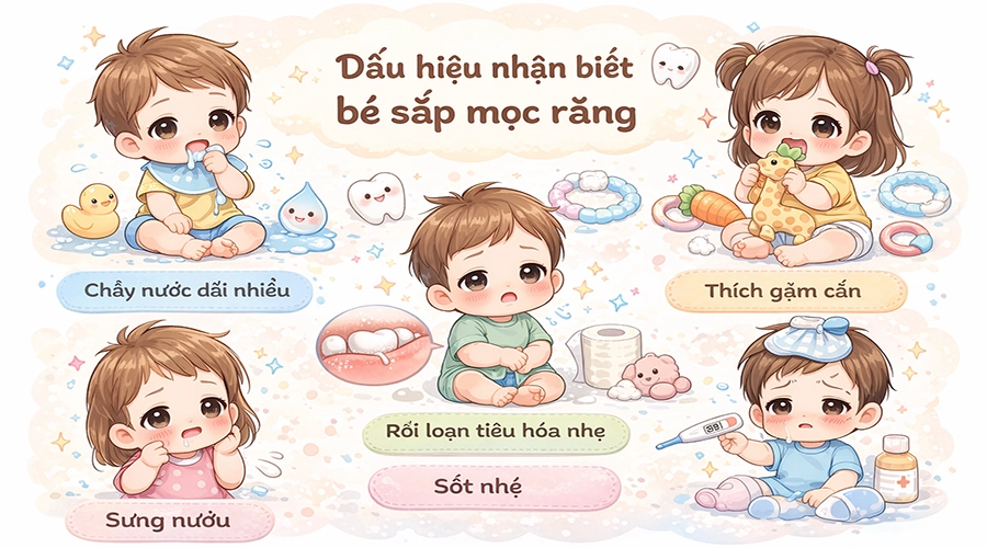 dấu hiệu trẻ sắp mọc răng